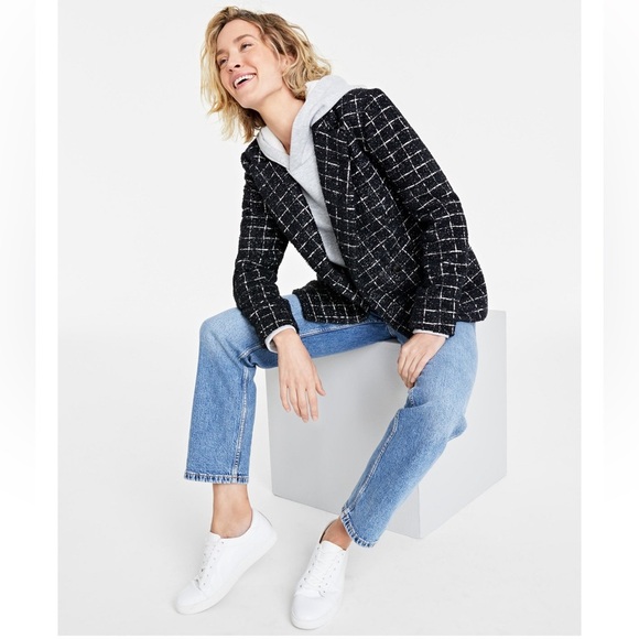 NWT On 34th Women’s Metallic Plaid Tweed Blazer Created For Macy’s Size 6 - Picture 2 of 8